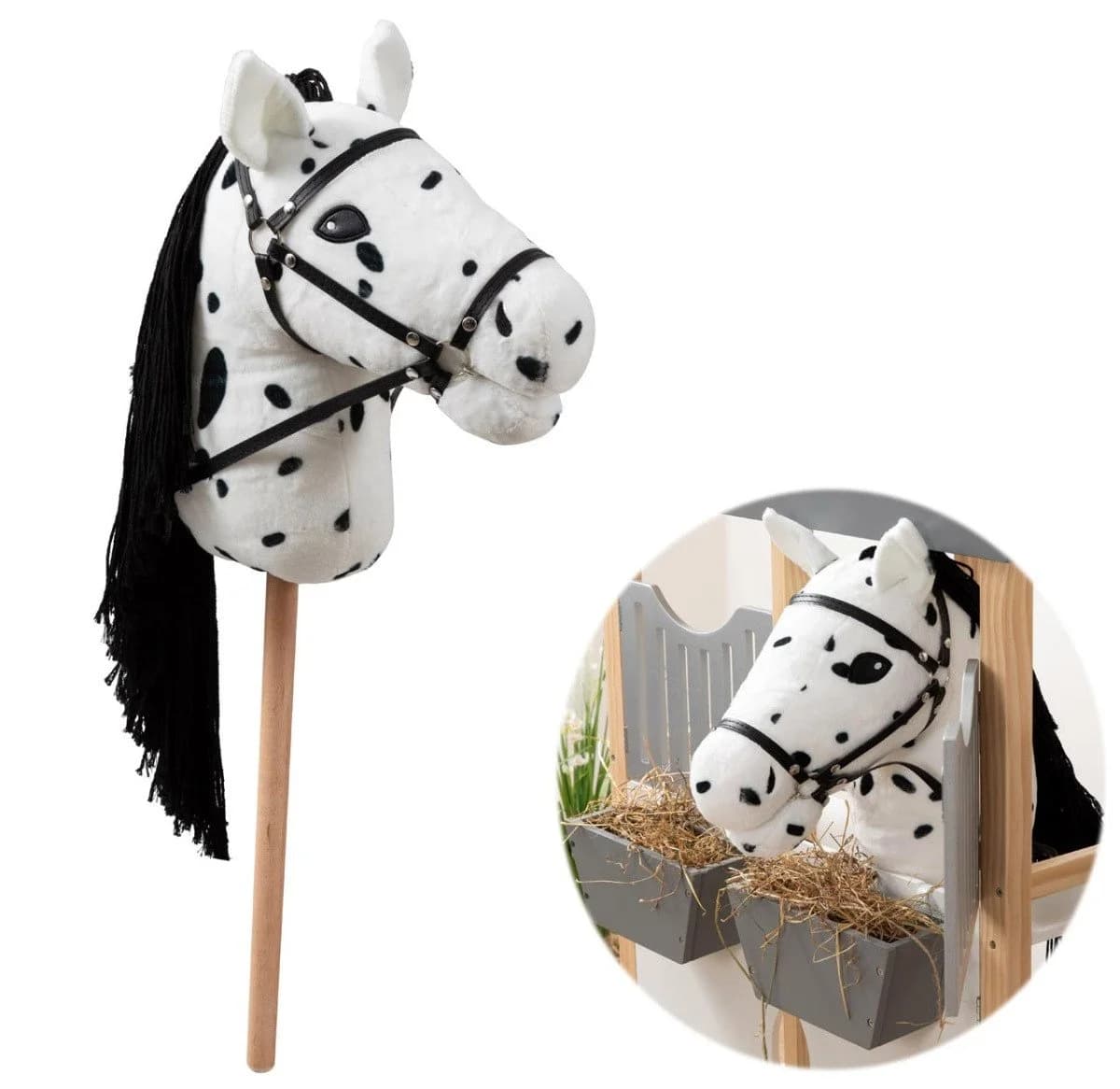 ELLA & PIET® Steckenpferd Großes Hobby Horse COOKIE Weiß-Schwarz mit Tasche - Bild 2