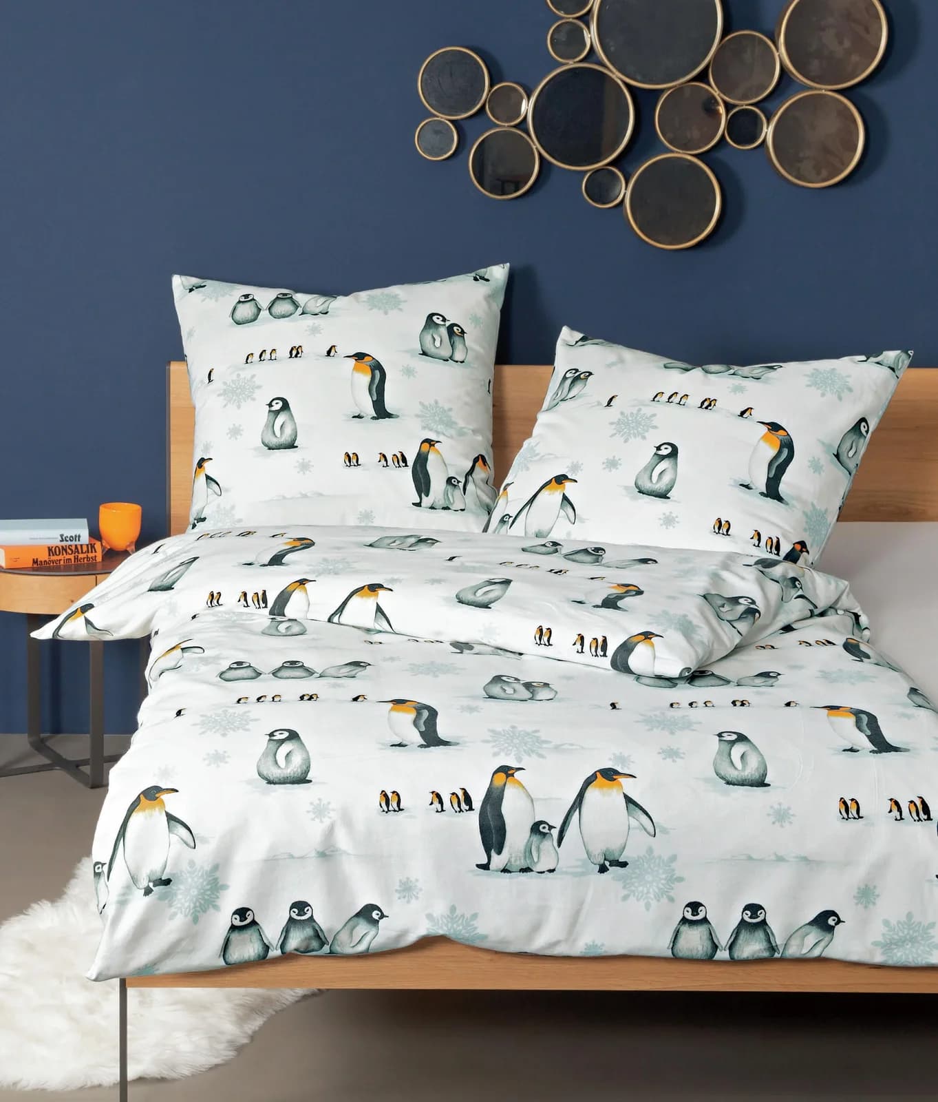 Bettwäsche JANINE DAVOS 65103 Eisblau Pinguine 155x200 cm
