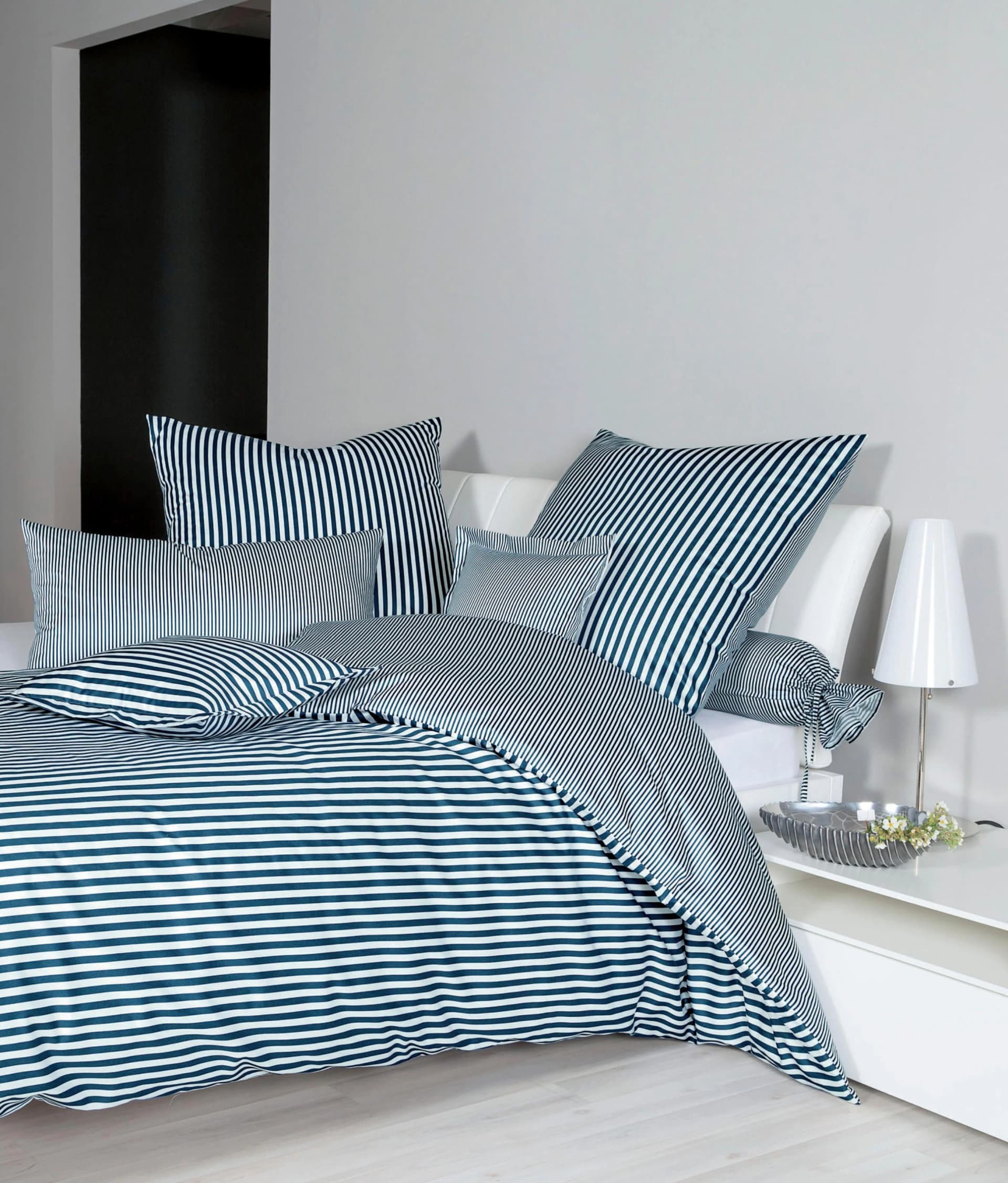 Kissenbezug JANINE Modernclassic 3912 Blau Mako-Satin 100% Baumwolle