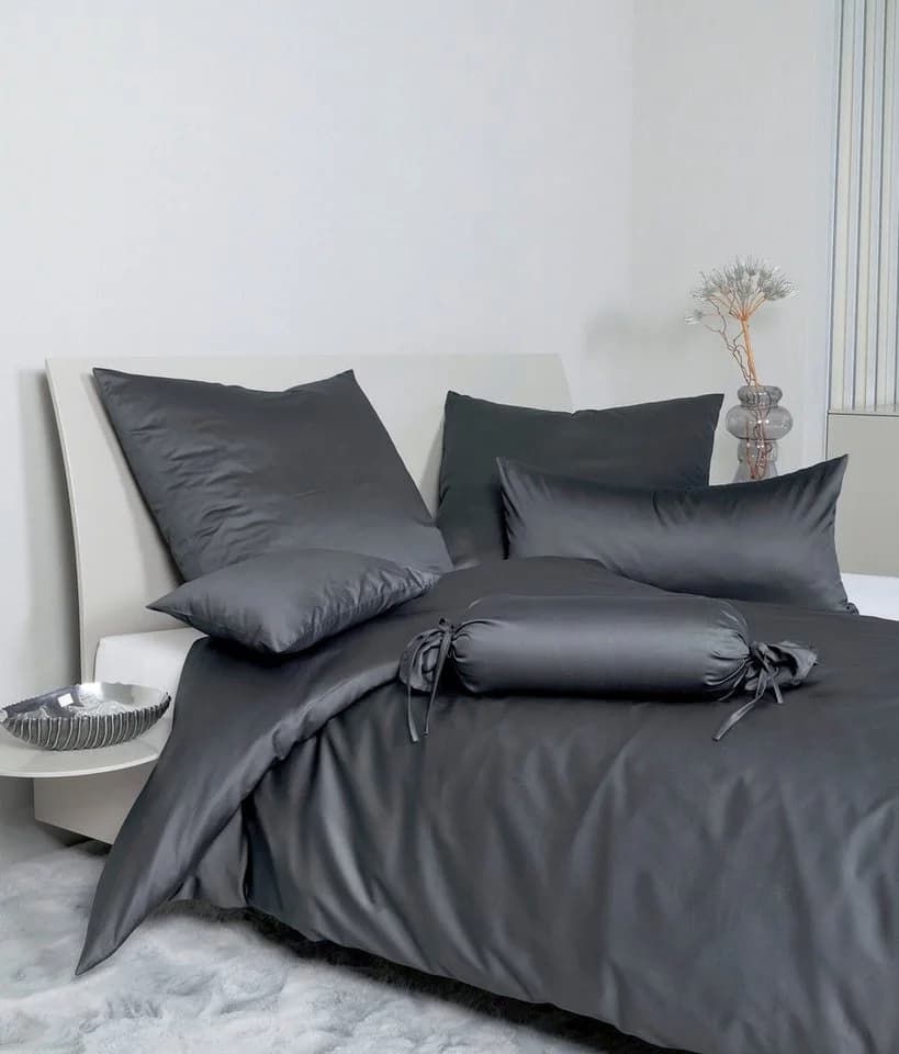 Kissenbezug JANINE Mako Satin Grau 80x80cm Baumwolle