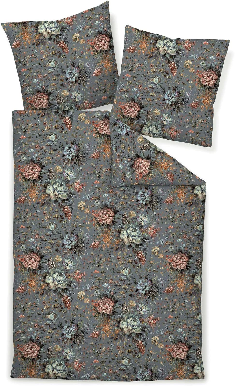 JANINE Mako-Satin Bettwäsche Set 155x200 cm bunt Korallgold