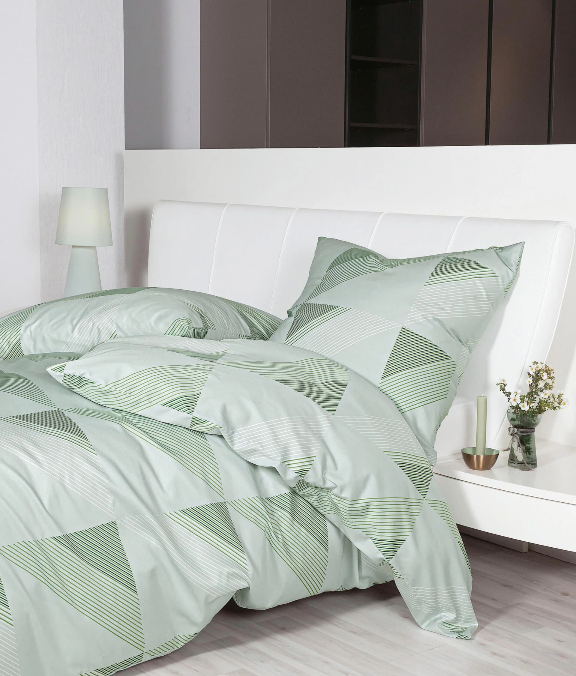 Janine Bettwäsche Set Malachitgrün Mako-Satin 100% Baumwolle