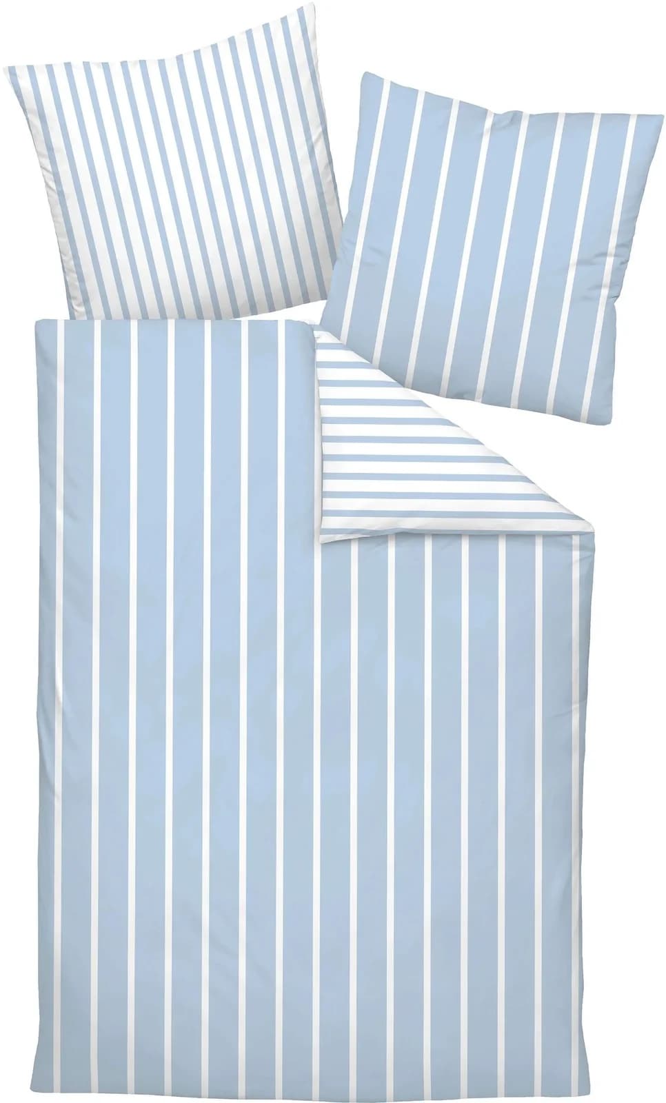 Janine Wendebettwäsche Mako-Satin Perlblau Gestreift