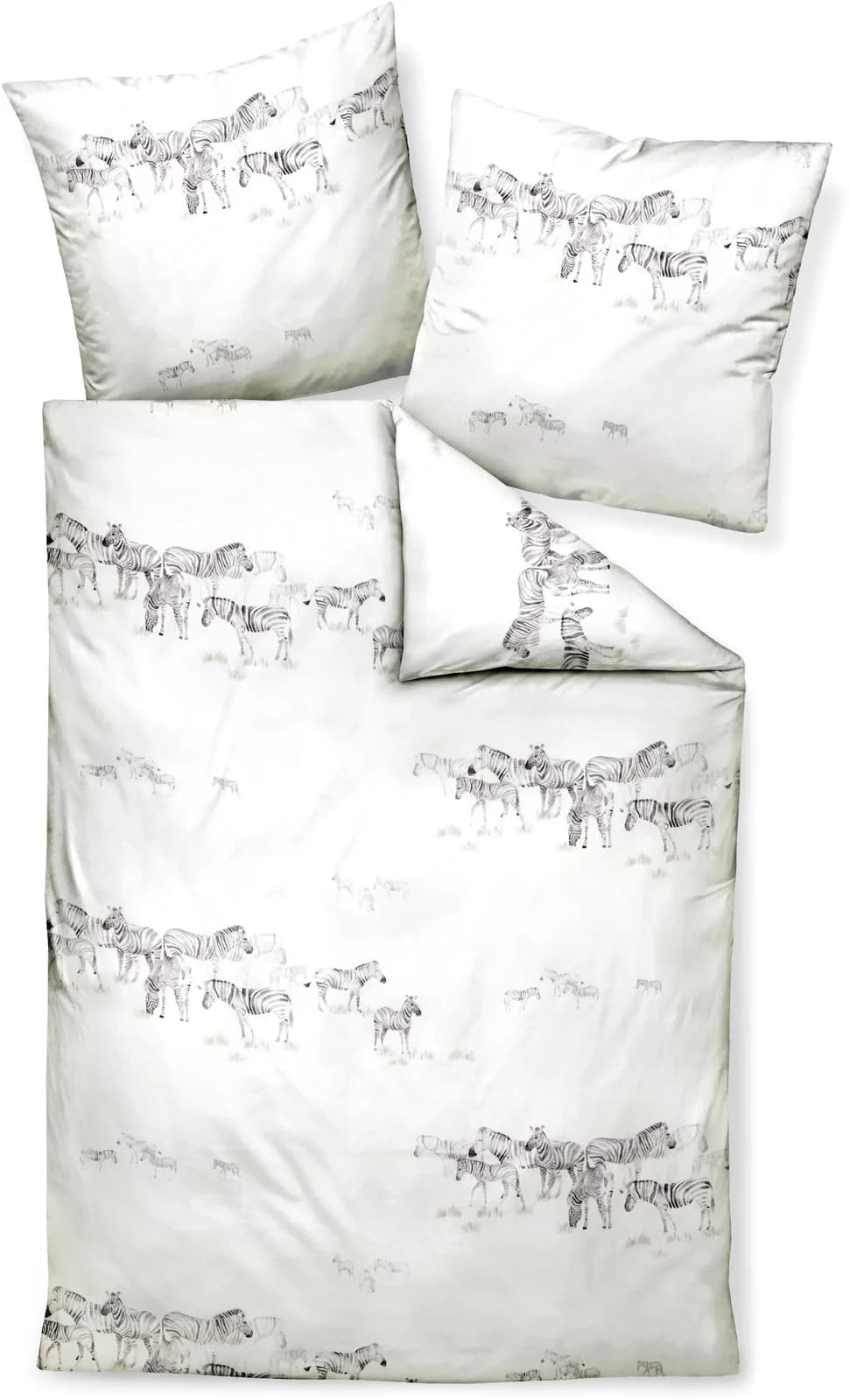 Bettwäsche JANINE Mako-Satin Grau 100% Baumwolle