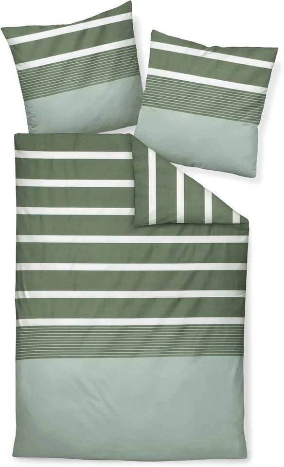 Janine Bettwäsche Set Grün Mako-Satin 3-tlg. 200x200cm