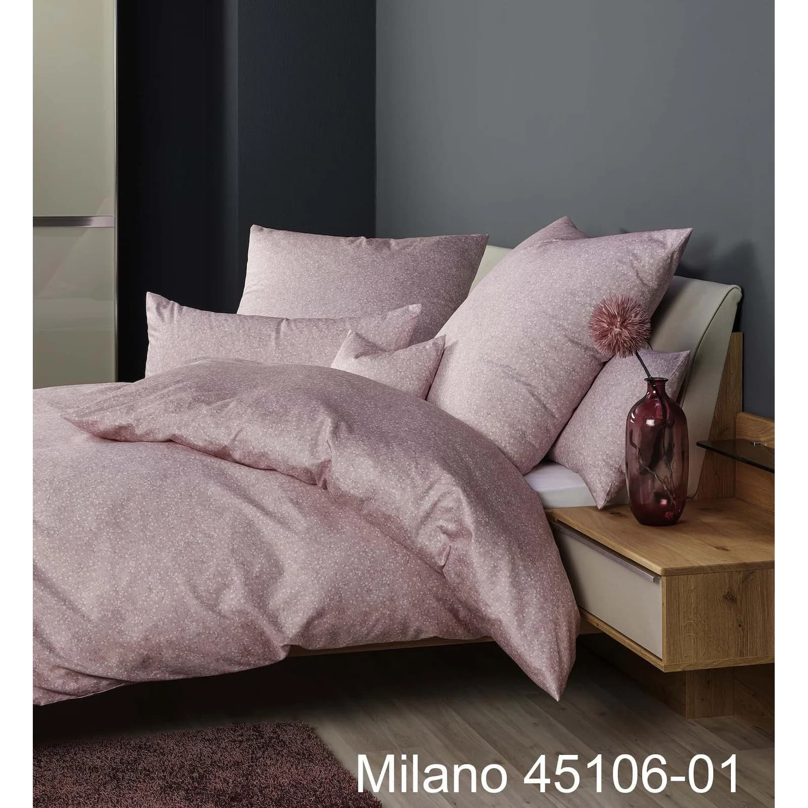 Bettwäsche JANINE Milano Rosa Beere Mako-Satin 135x200cm