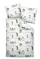 Janine Bettwäsche Edel Baumwolle Flanell 2-teilig Pinguine Eisblau Bild 2