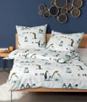 Janine Bettwäsche Edel Baumwolle Flanell 2-teilig Pinguine Eisblau Bild 3