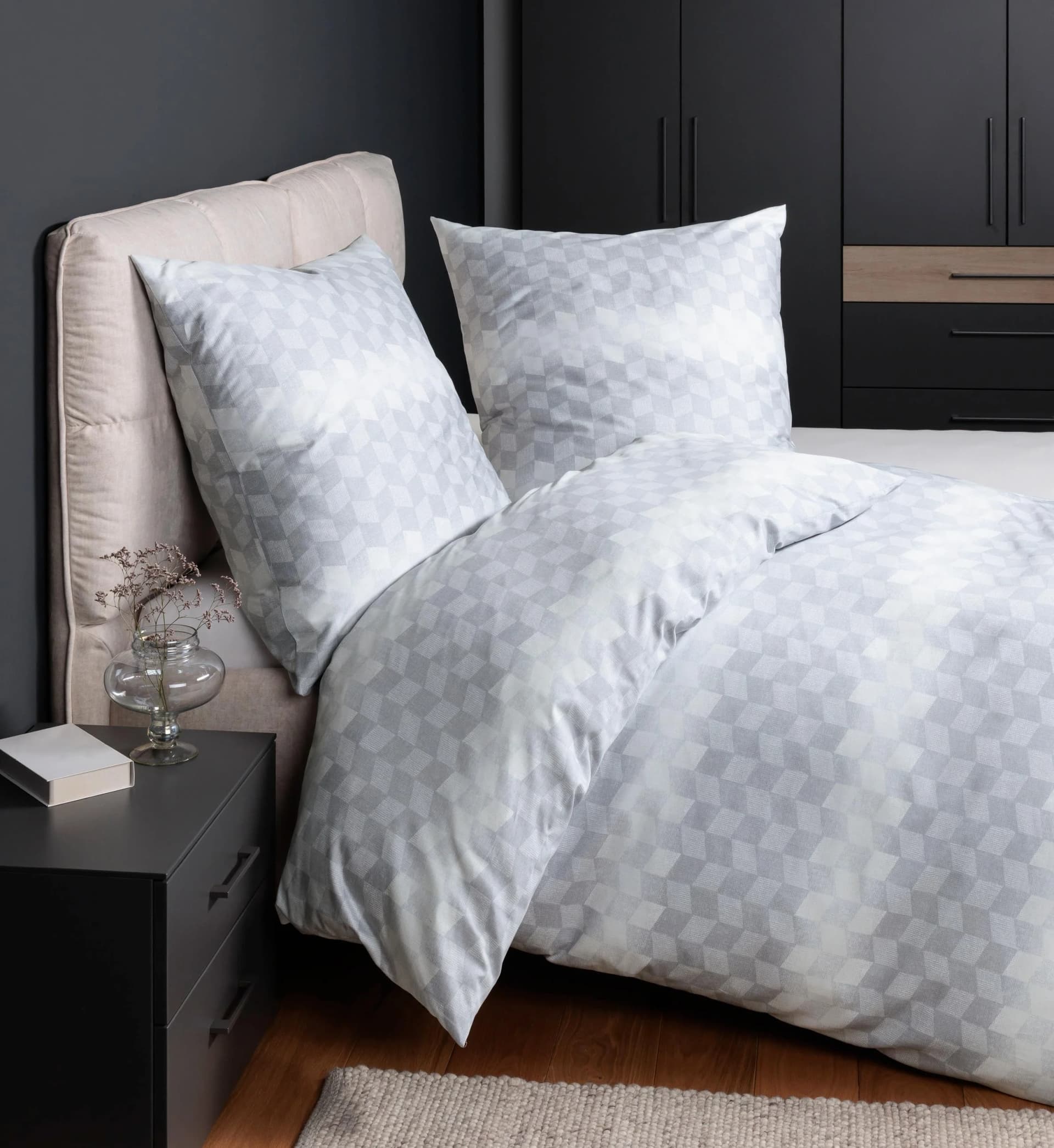 Bettwäsche Janine Moments 98128 08 Silbergrau Mako-Satin