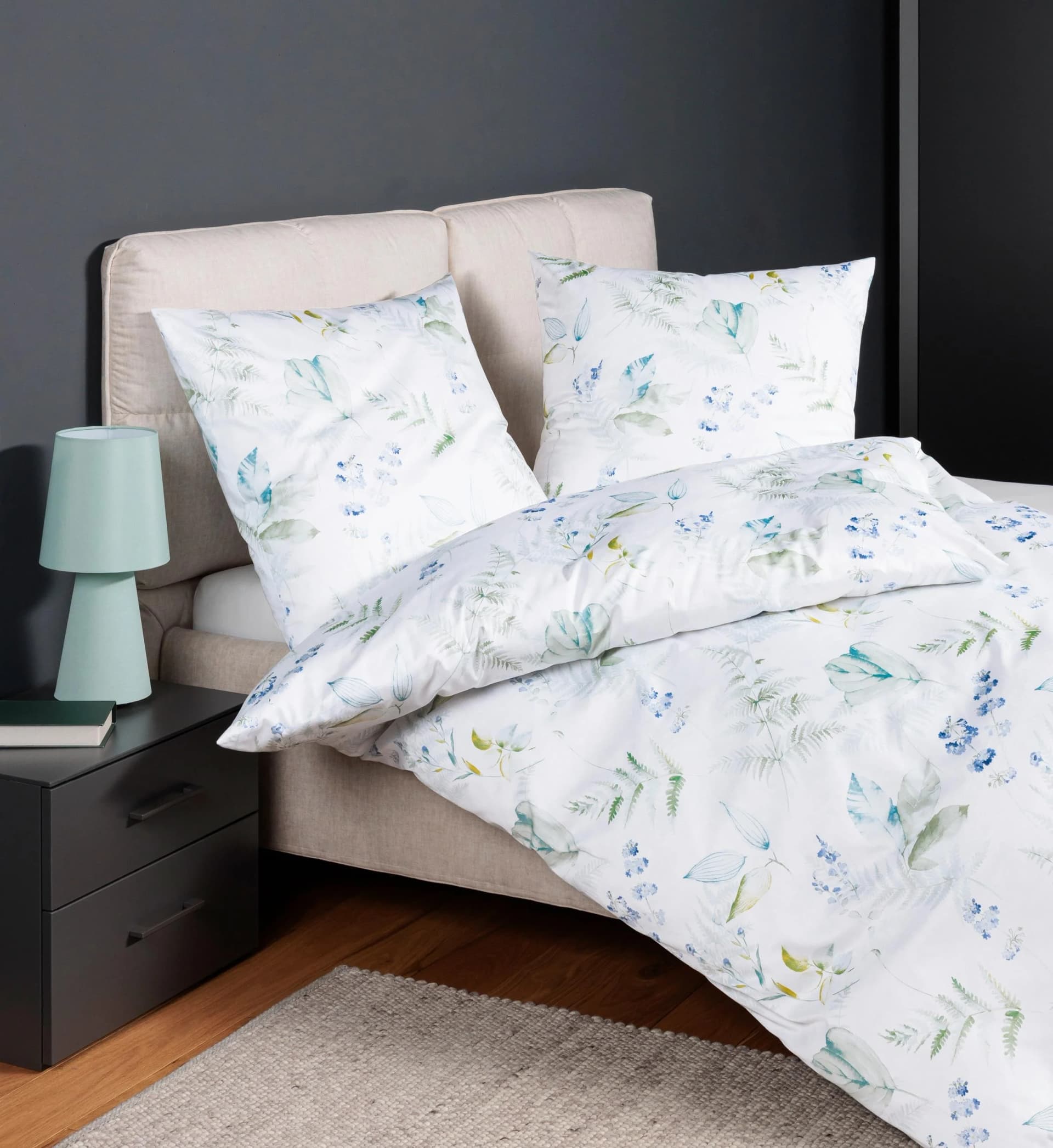 Bettwäsche Janine Moments 98129 02 Silberblau Grün