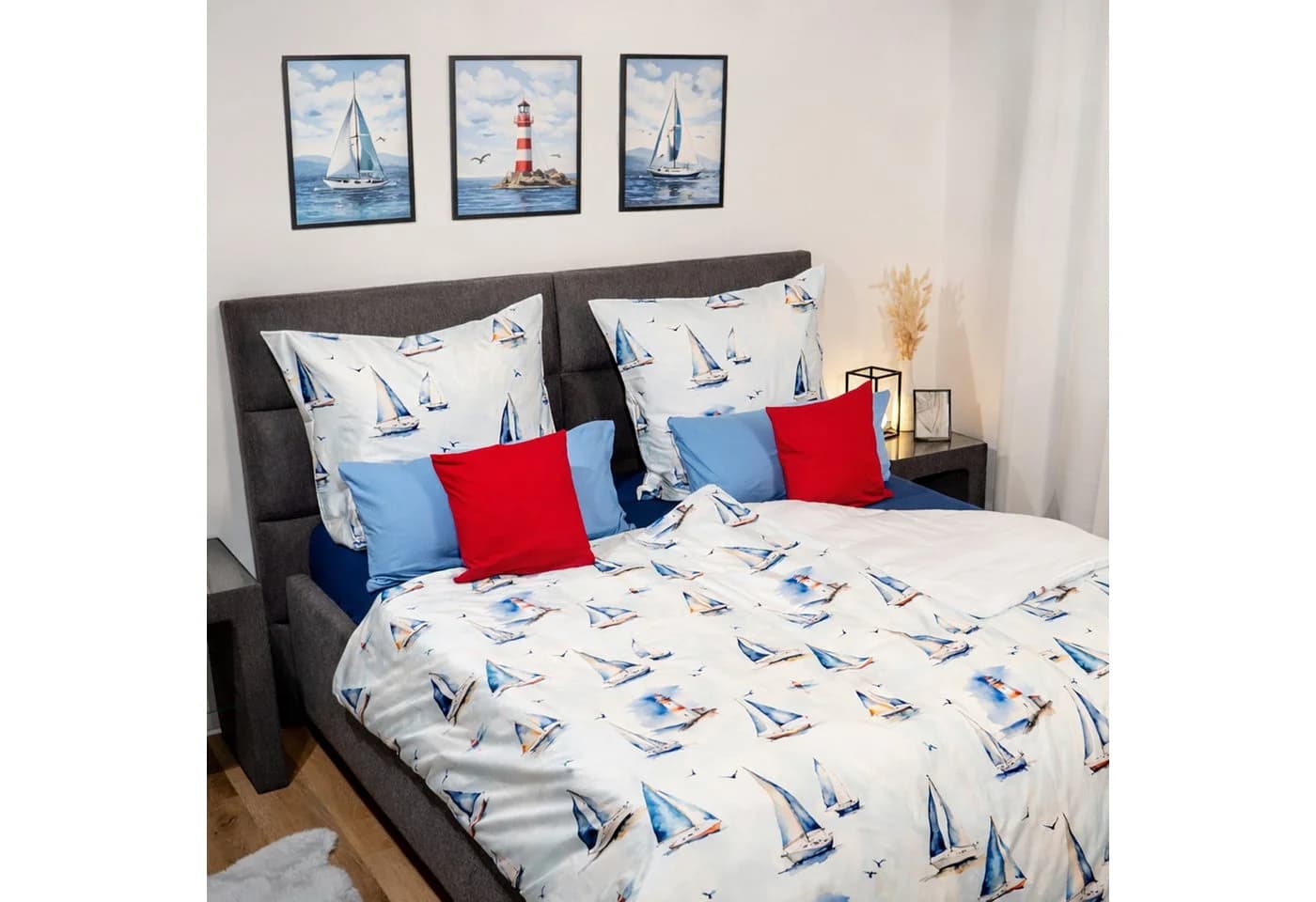 Janine Bettwäsche Mako-Satin 2-teilig Blau Segelboote - Bild 2