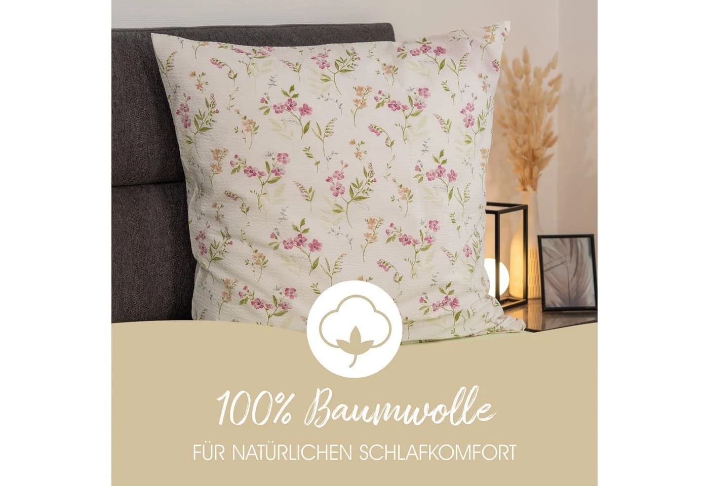 Janine Bettwäsche Seersucker 2-teilig Rosa Blumen Weiß - Bild 3