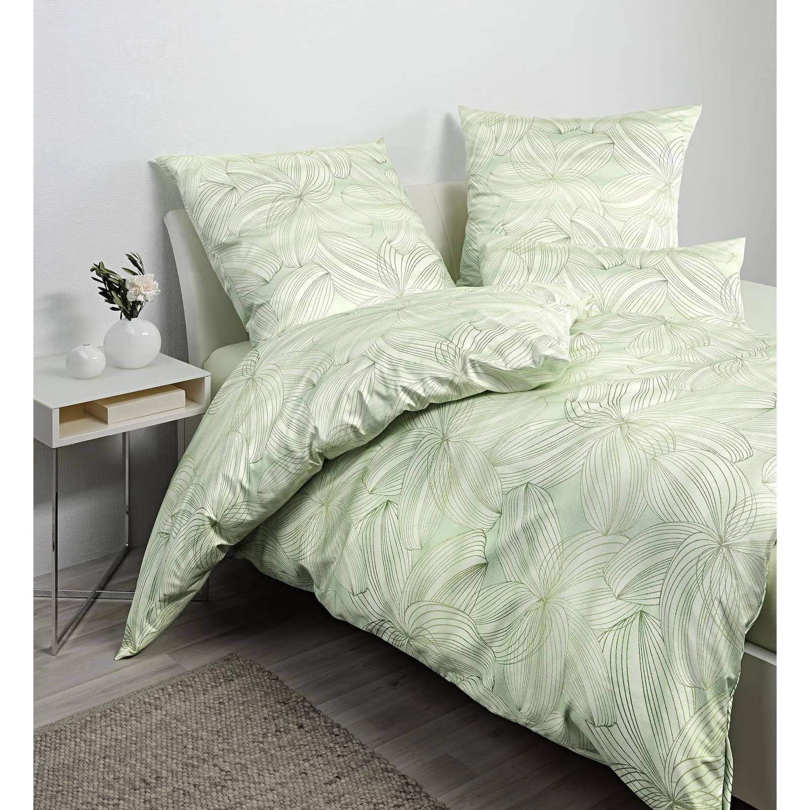 Janine Bettwäsche Milano Grün 100% Baumwolle Mako-Satin