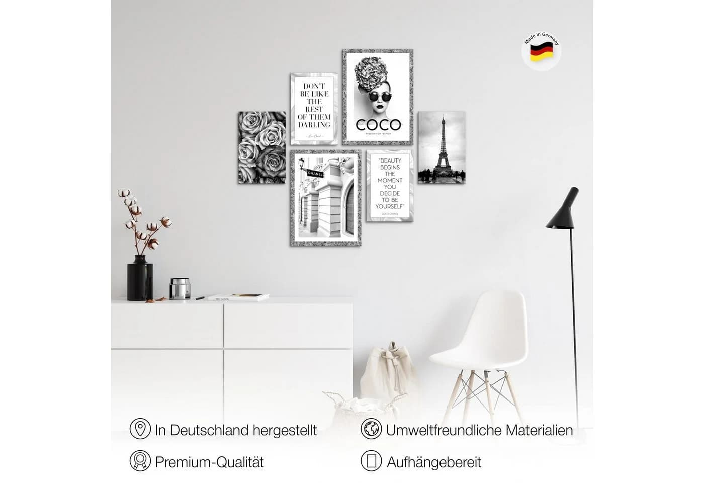 Novart Wandbild-Set Fashion Paris 6-teilig Aufhängfertig - Bild 3