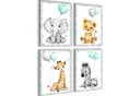 Novart Wandbild Kinderzimmer Set Tiere 4 Bilder 30x40 cm Aufhängfertig Blau Bild 2