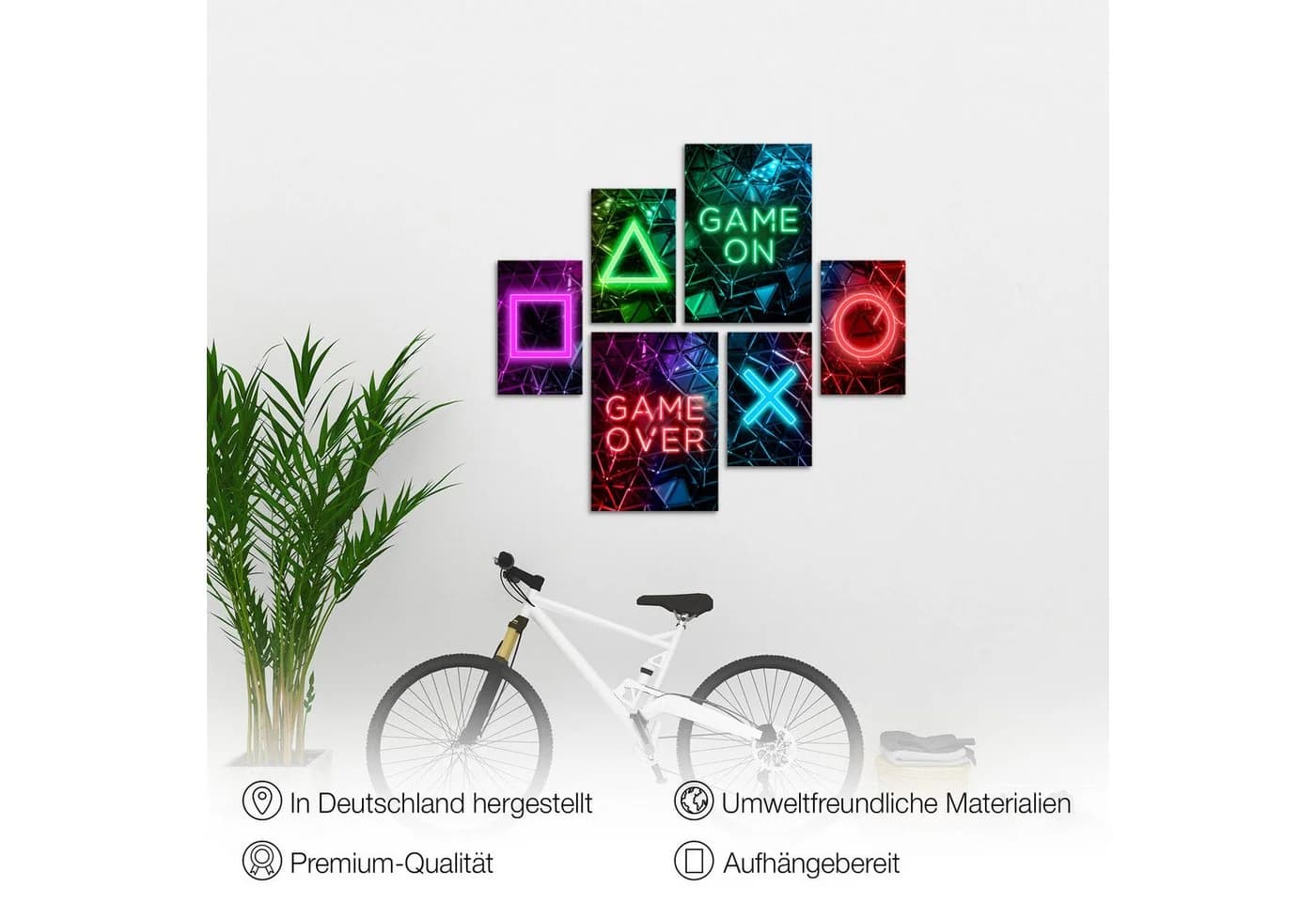 Novart Wandbild Gamer Spielkonsole Aufhängfertig 90x80 cm - Bild 3