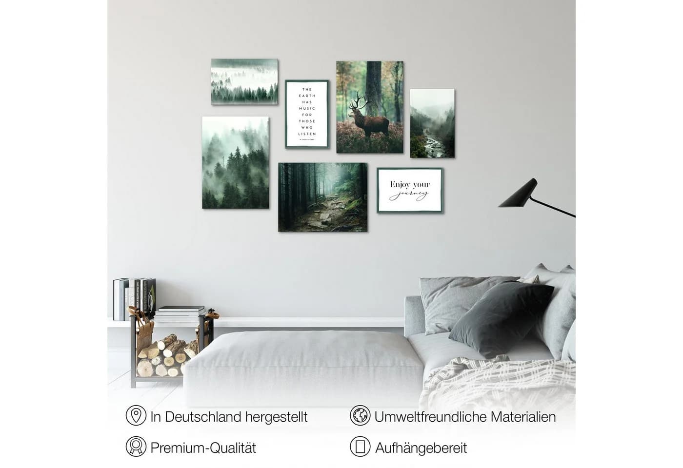 Novart Wandbild Wald Hirsch Aufhängfertig Natur Grün - Bild 4