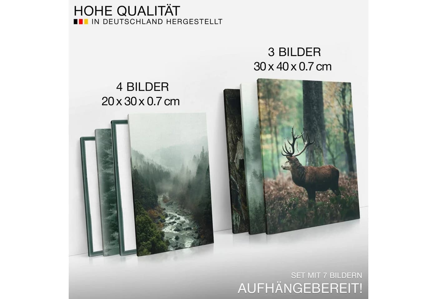 Novart Wandbild Wald Hirsch Aufhängfertig Natur Grün - Bild 5