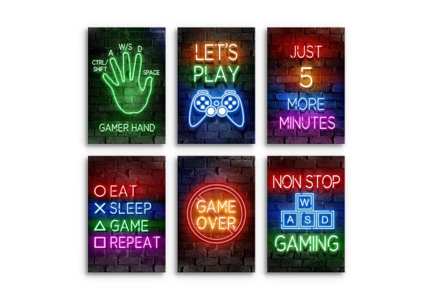 Novart Wandbild Gamer Spielkonsole Gaming 6 Bilder Set