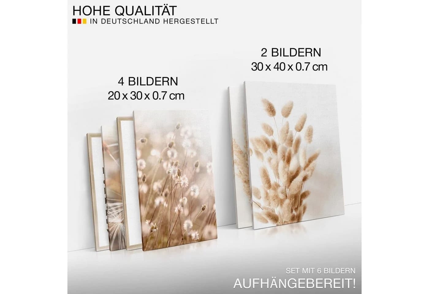 Novart Wandbild Boho Beige Pampas Wohnzimmer Deko - Bild 4