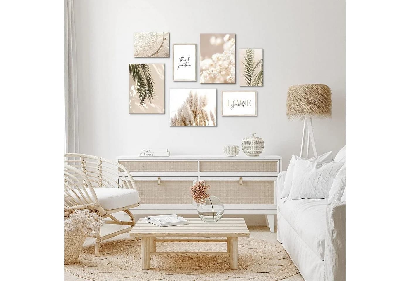 Novart Wandbild Pampasgras Boho AUFHÄNGFERTIG Made in Germany