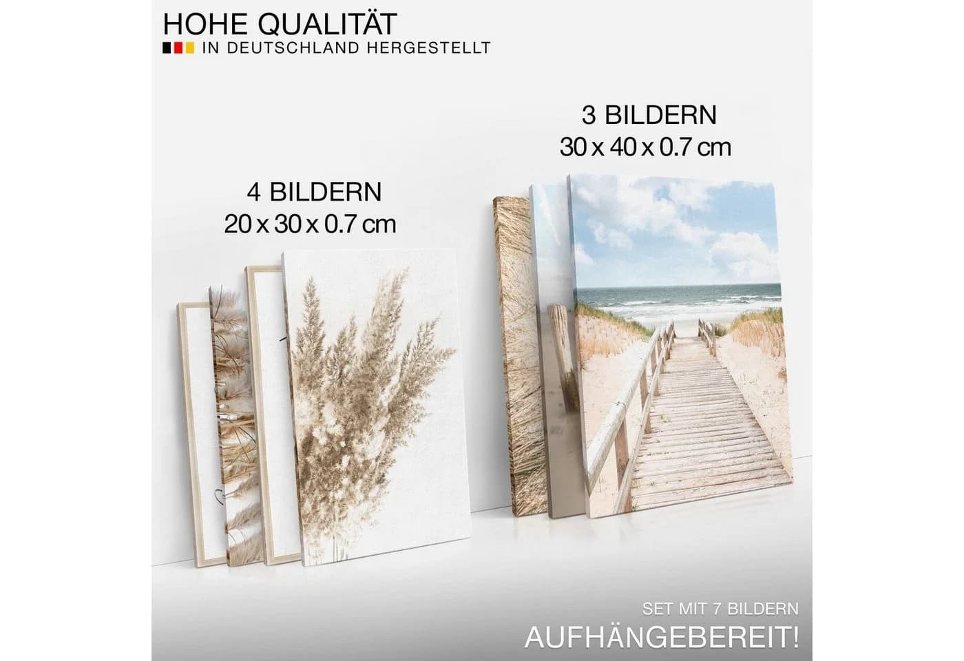 Novart Wandbild Strand Meer Boho - Komplett Aufhängfertig - Blau Beige - Bild 4