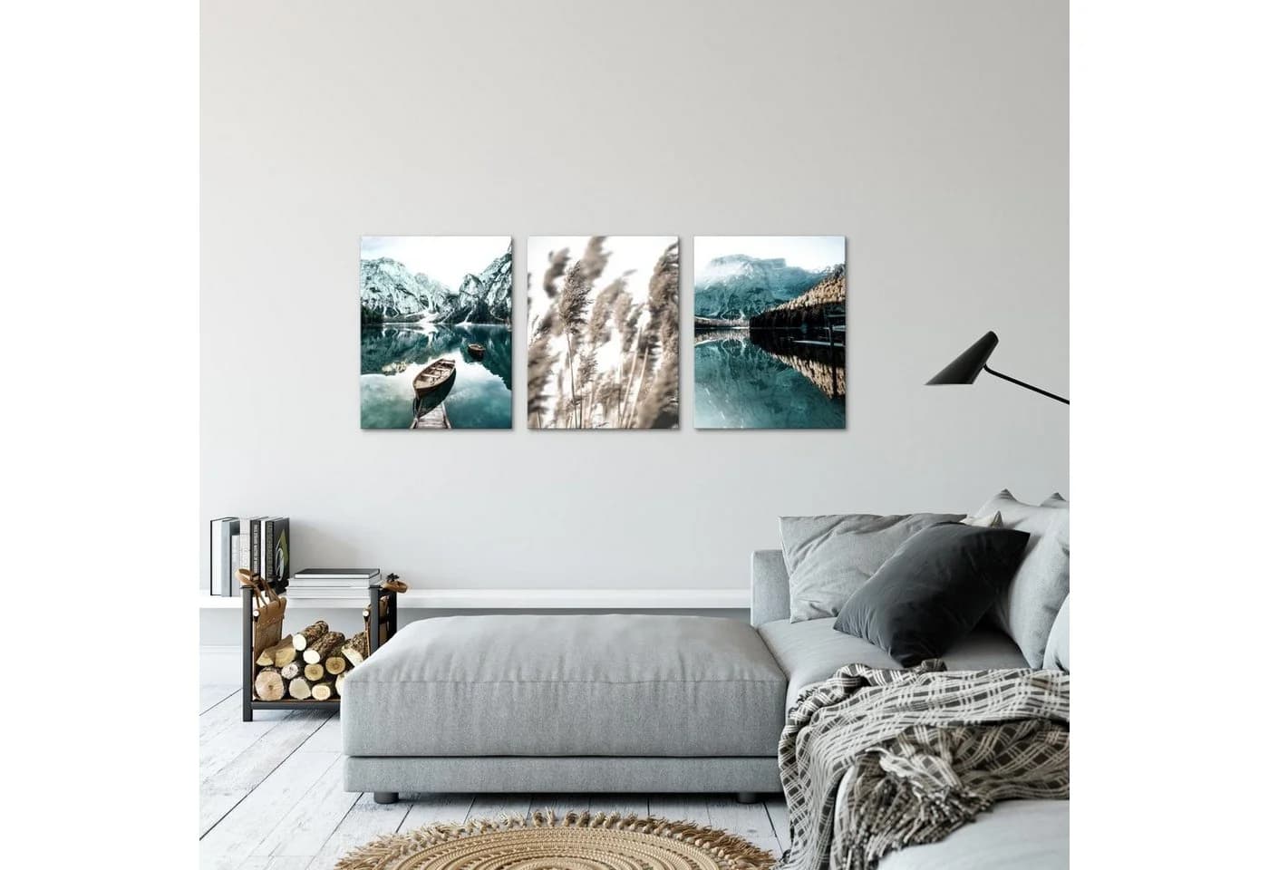 Novart Wandbild 3er Set Natur Landschaft Berge Boho Wohnzimmer Deko - Bild 2