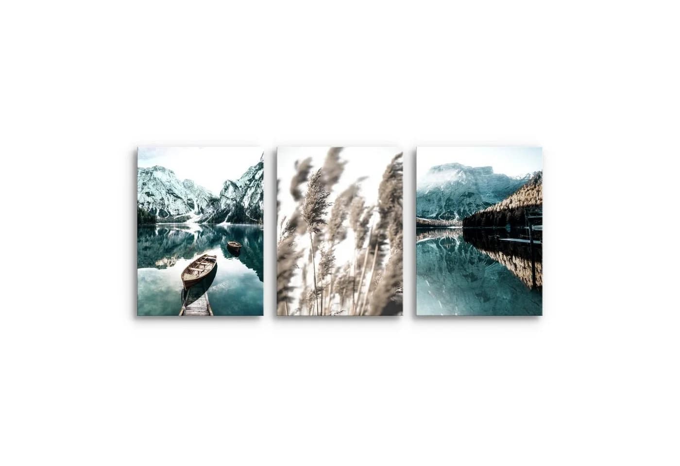Novart Wandbild 3er Set Natur Landschaft Berge Boho Wohnzimmer Deko - Bild 3
