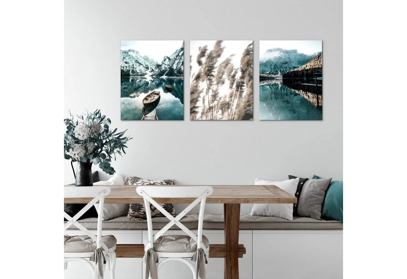 Novart Wandbild 3er Set Natur Landschaft Berge Boho Wohnzimmer Deko - Bild 4