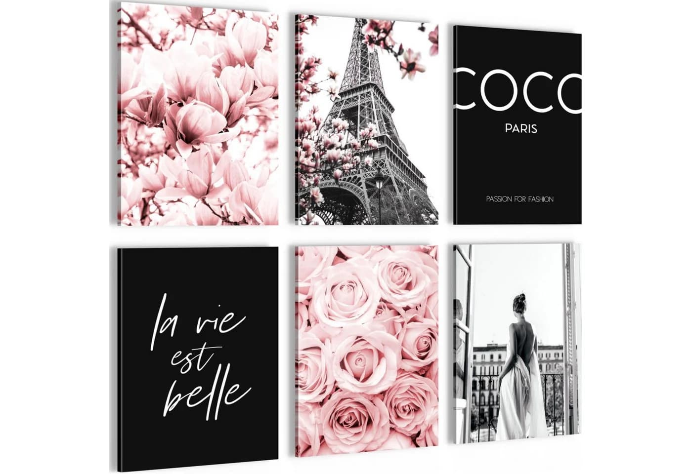 Novart Wandbild-Set 6-teilig Rosa Fashion Paris Mädchen Teenager - Bild 2