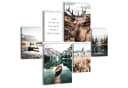 Novart Wandbild Set Wohnzimmer Wald Hirsch Natur Berge Bild 2