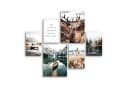 Novart Wandbild Set Wohnzimmer Wald Hirsch Natur Berge Bild 3