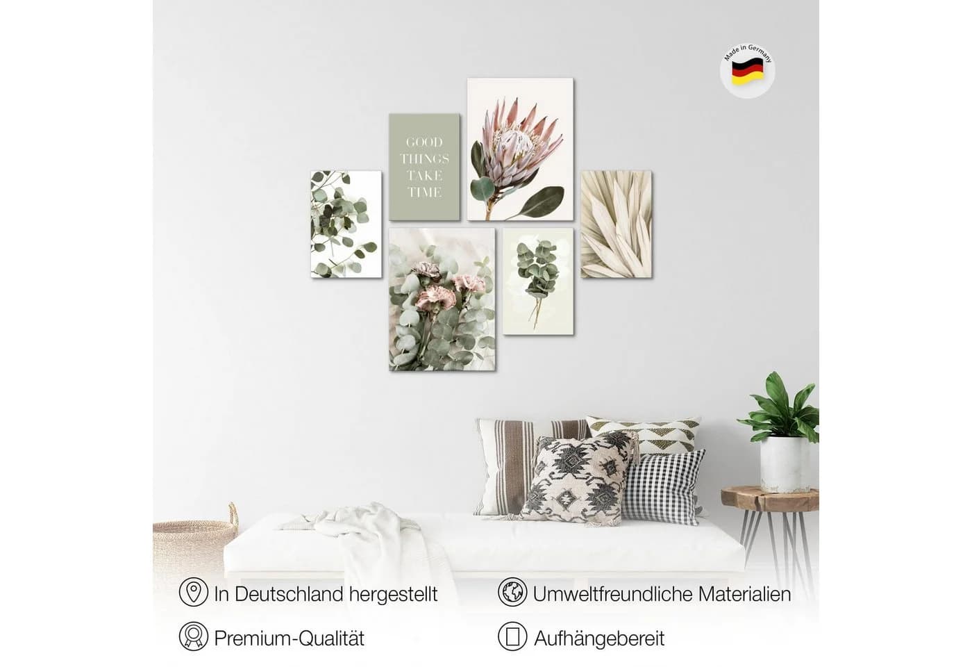 Novart Wandbild Natur Landschaft Beige Modern Deko Bilder Blätter
