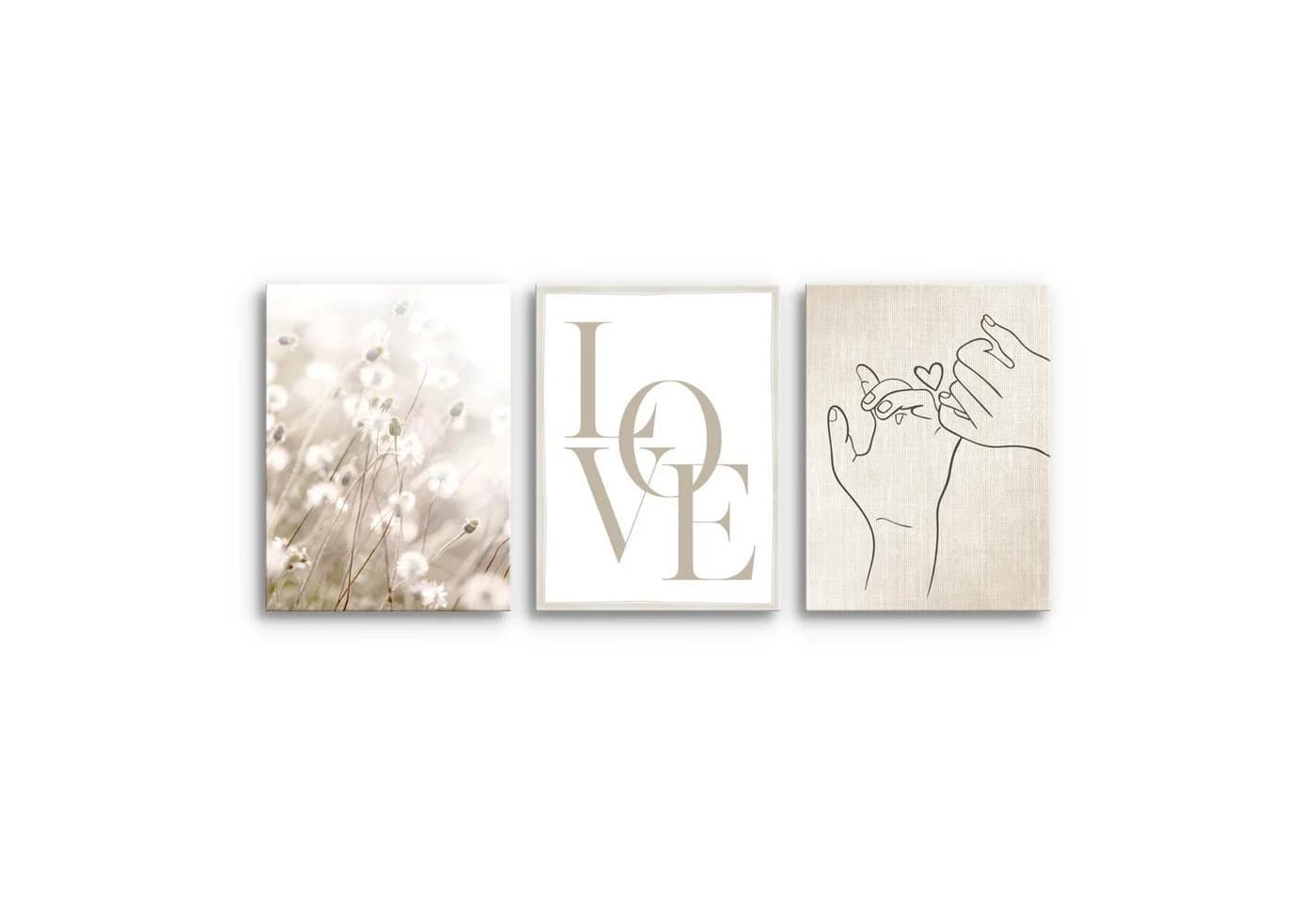 Novart Wandbild 3-teilig Set Natur Landschaft Berge Boho Deko