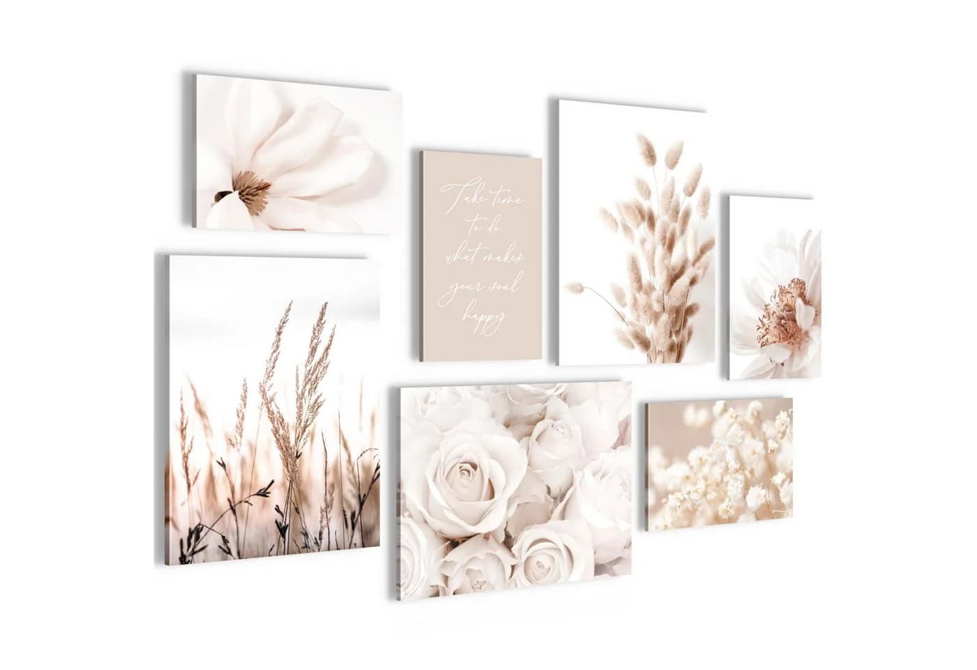 Novart Wandbild Boho Natur Blumen Beige - Komplett Aufhängfertig - Bild 2