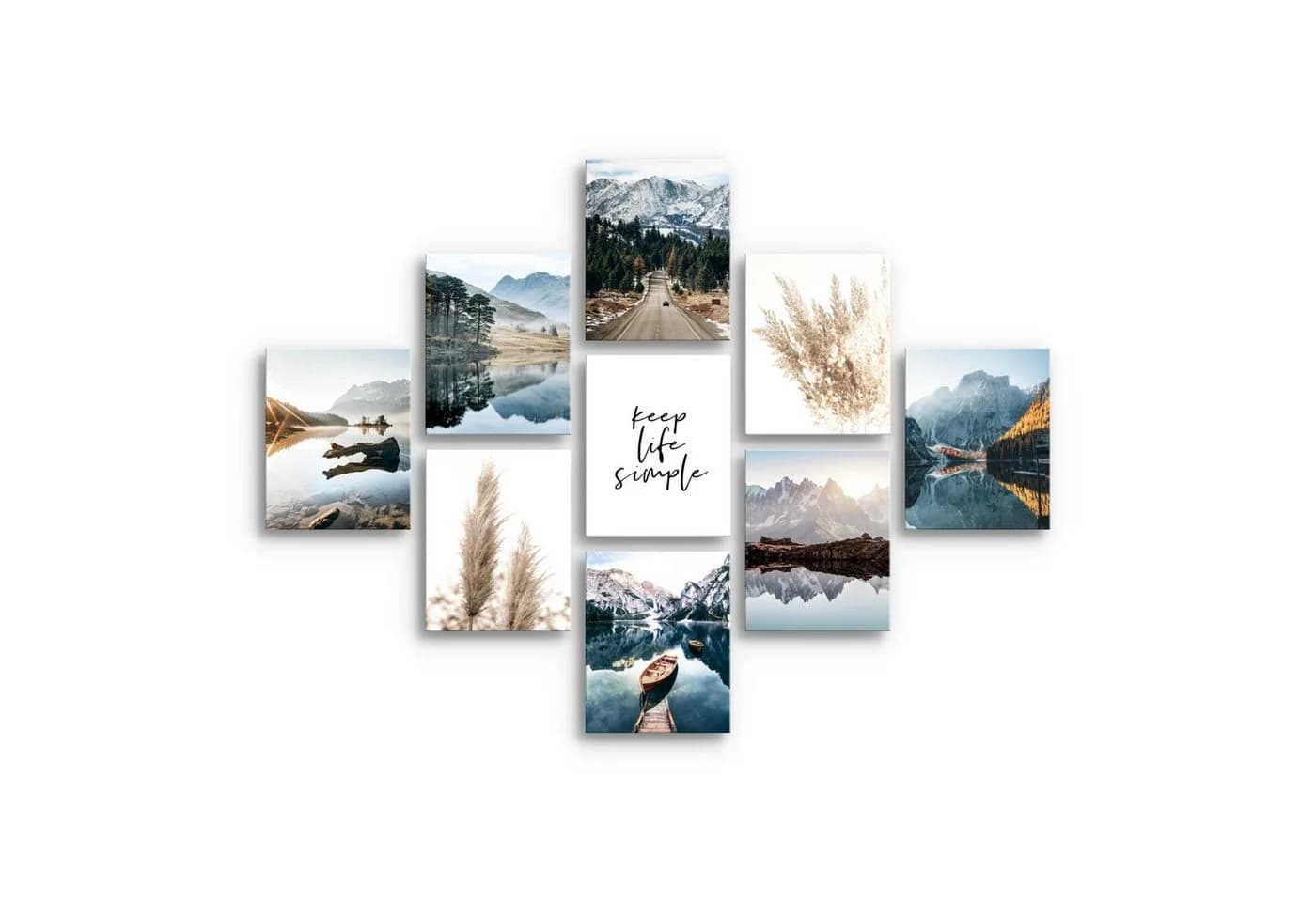 Novart Wandbild Natur Landschaft KOMPLETT AUFHÄNGFERTIG See Berge