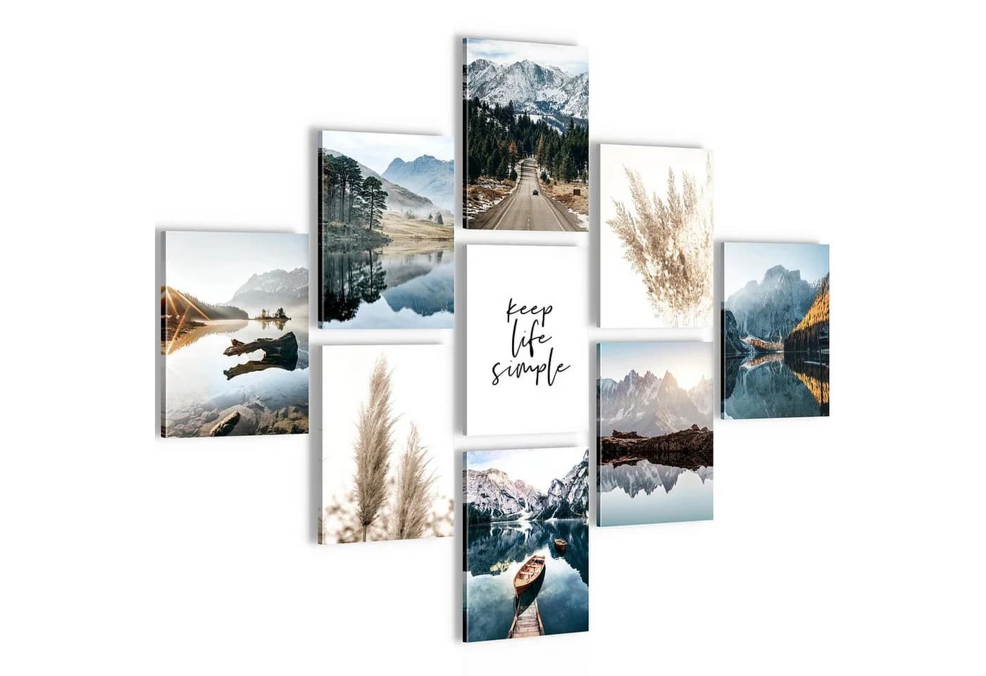 Novart Wandbild Natur Landschaft KOMPLETT AUFHÄNGFERTIG See Berge - Bild 2