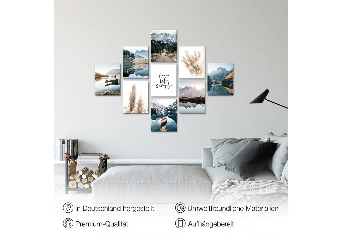 Novart Wandbild Natur Landschaft KOMPLETT AUFHÄNGFERTIG See Berge - Bild 3