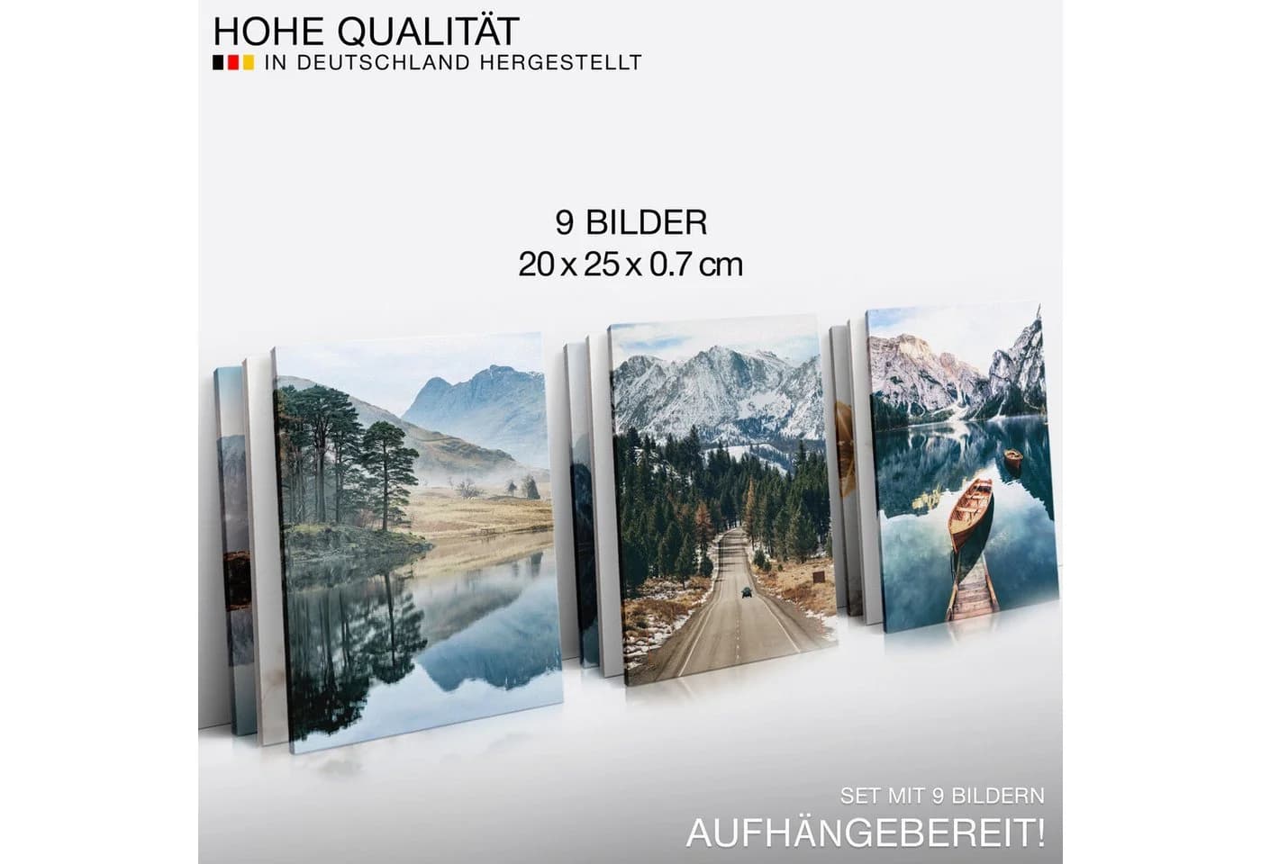 Novart Wandbild Natur Landschaft KOMPLETT AUFHÄNGFERTIG See Berge - Bild 4