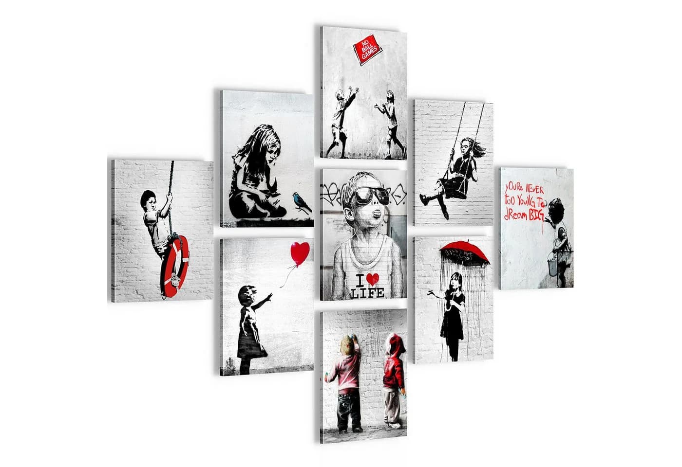 Novart Wandbild Banksy Collage Street Art Wohnzimmer Loft Kinder - Bild 2