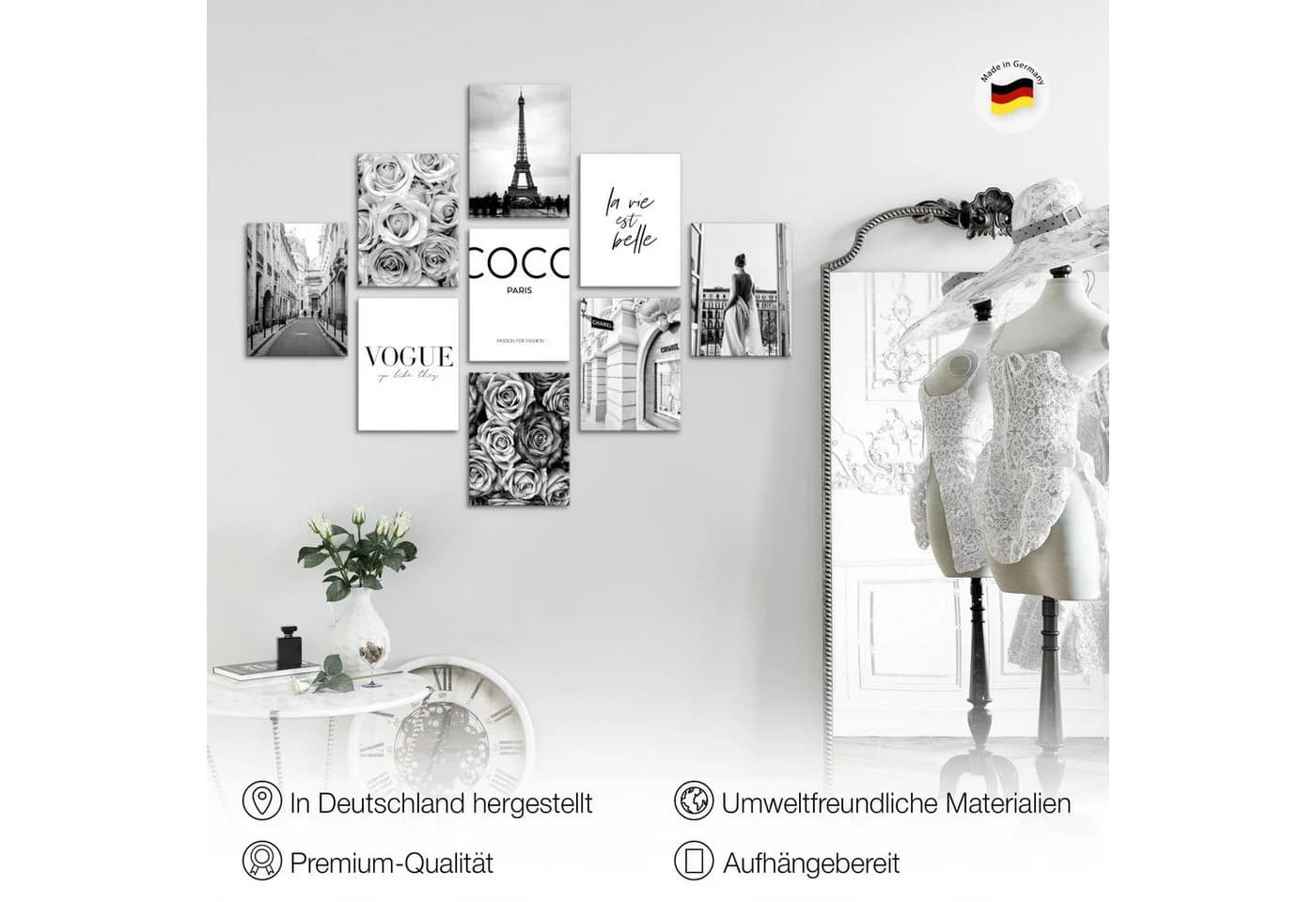 Novart Wandbild Set Coco 9-tlg. Modern 20x25 cm