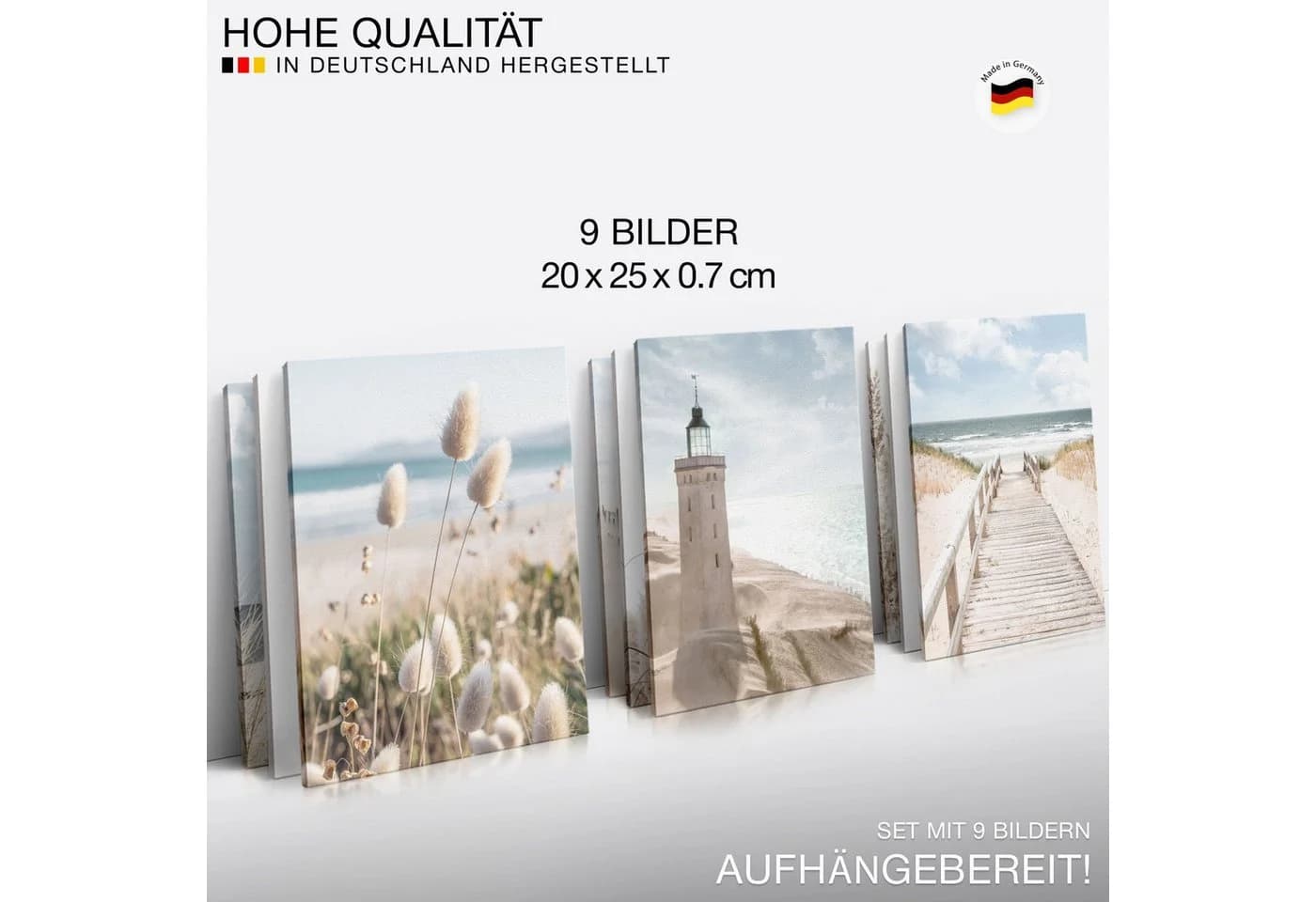 Novart Wandbild Set Ostsee Meer Strand Boho, 9-teilig - Bild 3