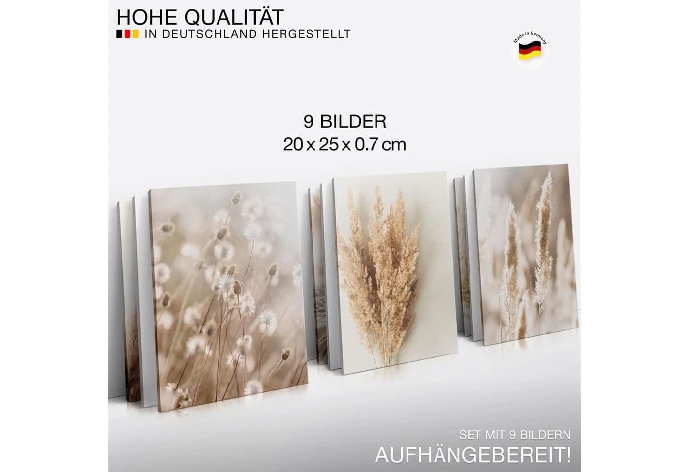 Novart 9-teiliges Wandbild-Set Boho Modern Aufhängfertig - Bild 3