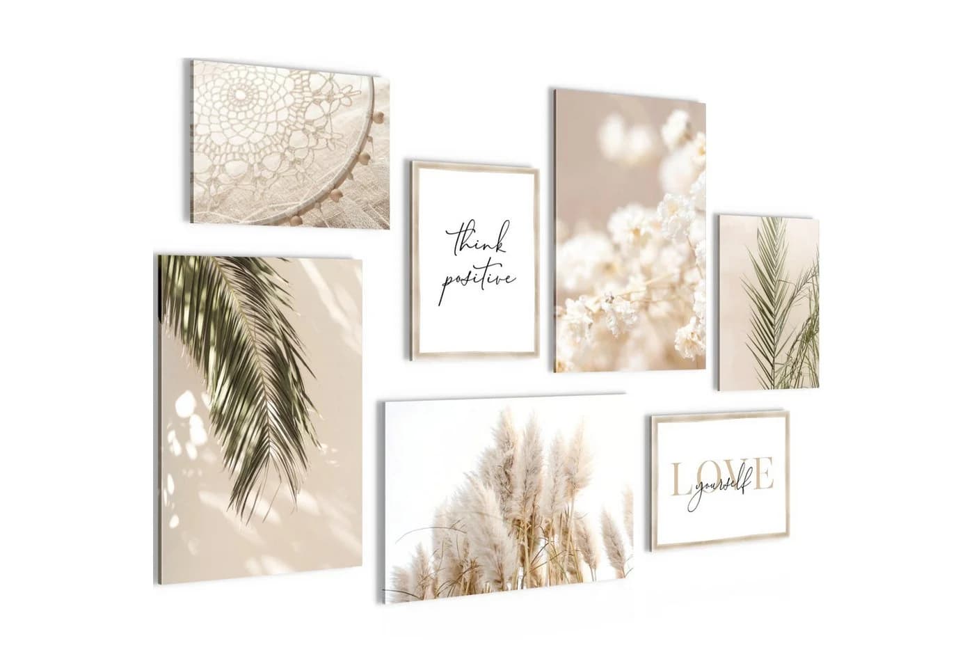 Novart Wandbild Set Boho Beige Pampas Blätter Natur - Bild 2