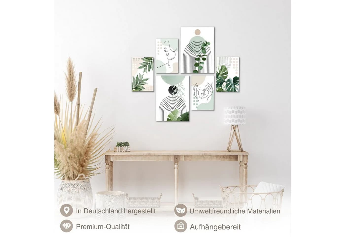 Novart Wandbild Blätter Pflanzen Grün Abstrakt Schlafzimmer - Bild 5