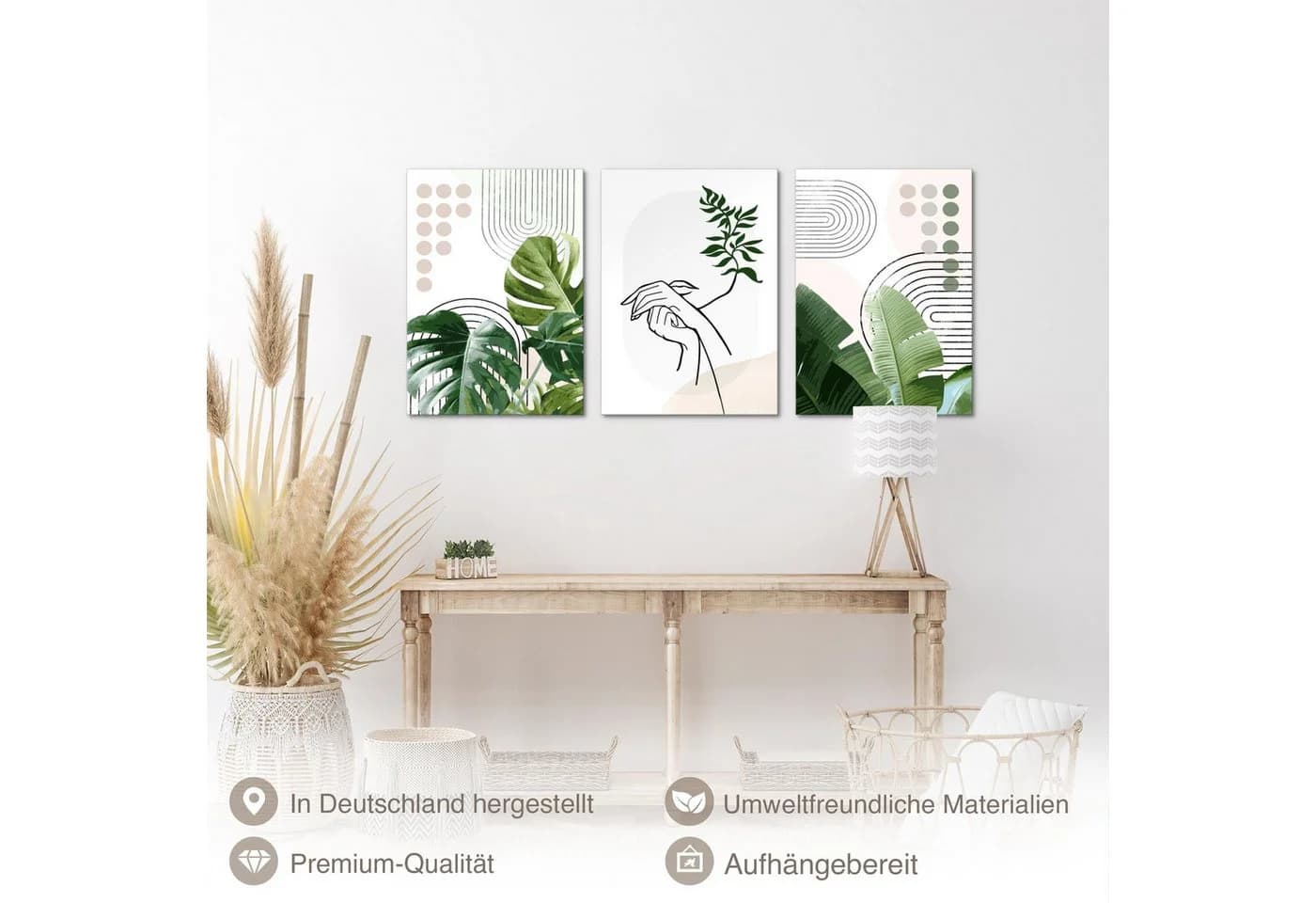 Novart XXL-Wandbild Wohnzimmer Modern Abstrakt Figuren Blätter - Bild 4