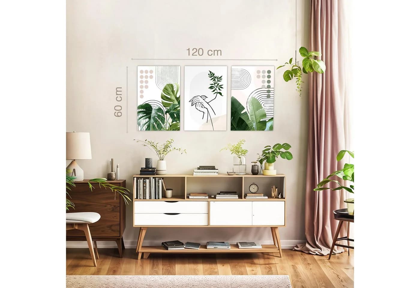 Novart XXL-Wandbild Wohnzimmer Modern Abstrakt Figuren Blätter - Bild 5