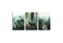Novart Wandbild Wald Natur Bilder Set 3 Teilig Hirsch Bild 1