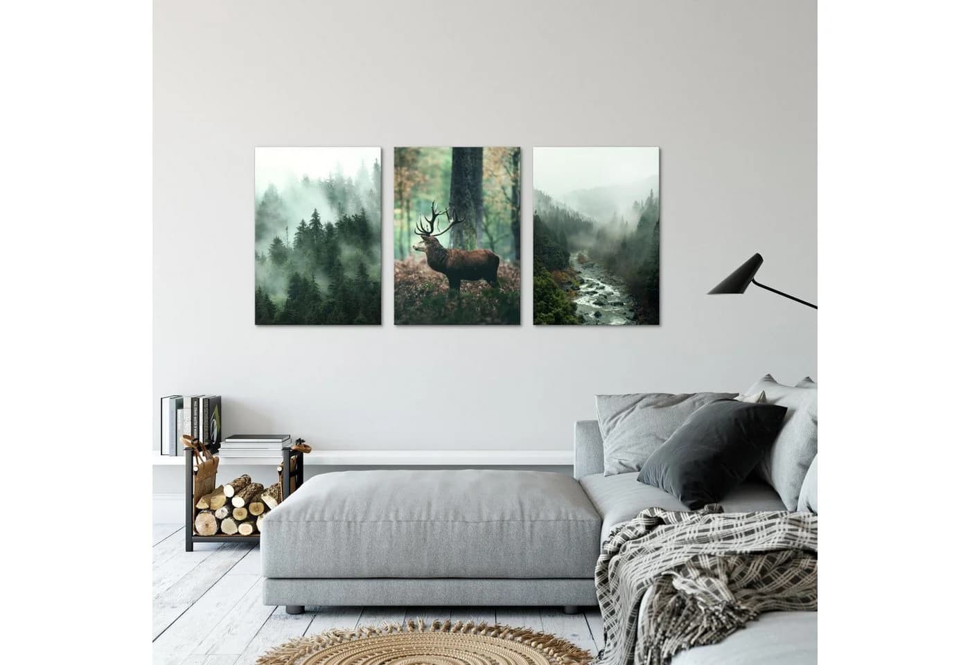 Novart Wandbild Wald Natur Bilder Set 3 Teilig Hirsch - Bild 3
