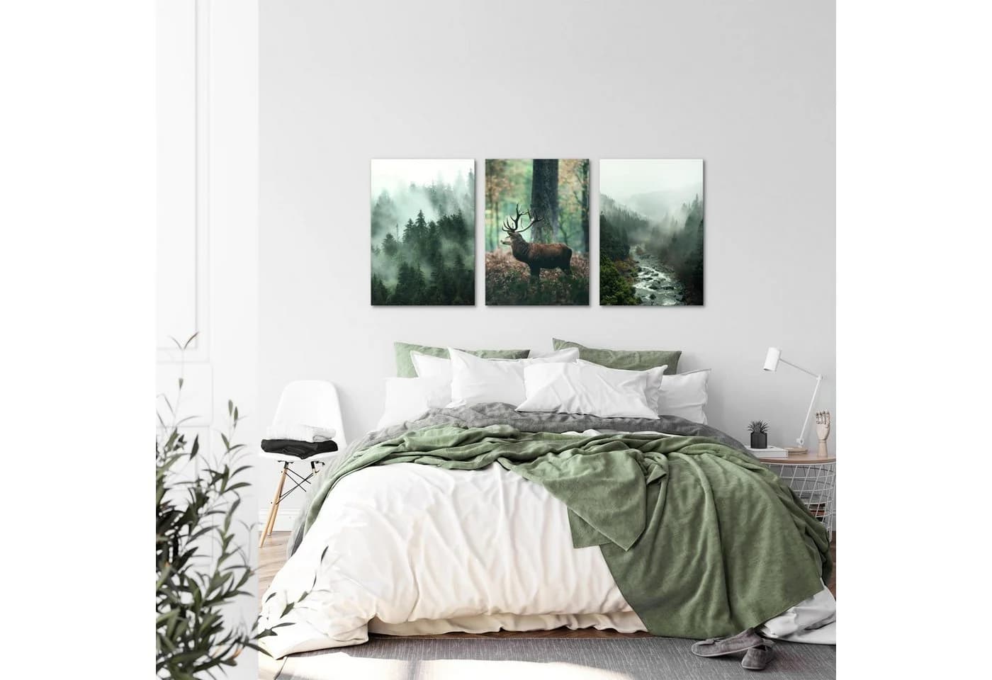 Novart Wandbild Wald Natur Bilder Set 3 Teilig Hirsch - Bild 5